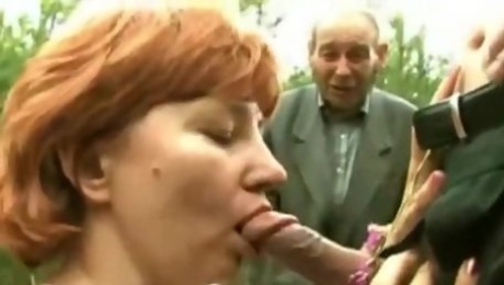 Old Pensioner Watches How His Mature Wife Sucks Young Dick