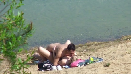 Real Teen Couple on German Beach Voyeur Fuck by Stranger